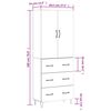 vidaXL Skř&iacute;ň highboard kouřov&yacute; dub 69,5 x 34 x 180 cm kompozitn&iacute; dřevo
