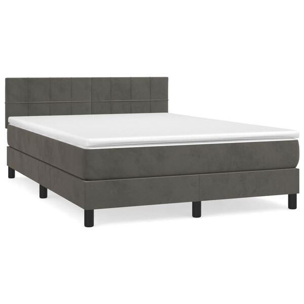 vidaXL Box spring postel s matrac&iacute; tmavě &scaron;ed&yacute; 140 x 190 cm samet