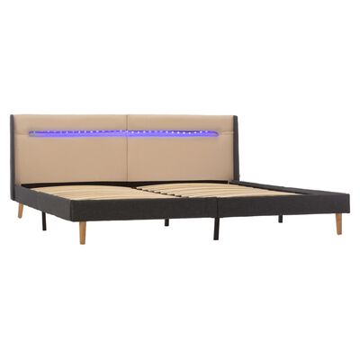 vidaXL Rám postele s LED světlem krémový textil 160 x 200 cm