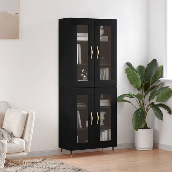 vidaXL Skř&iacute;ň highboard čern&aacute; 69,5 x 34 x 180 cm kompozitn&iacute; dřevo