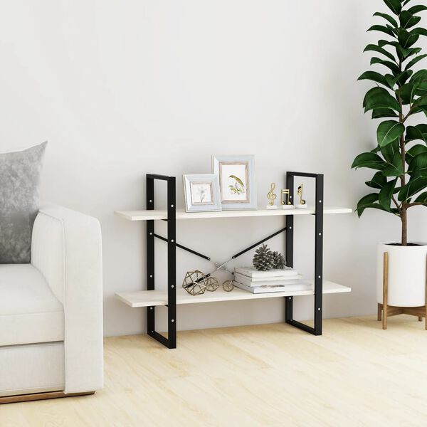 vidaXL Knihovna se 2 policemi bílá 100 x 30 x 70 cm masivní borovice