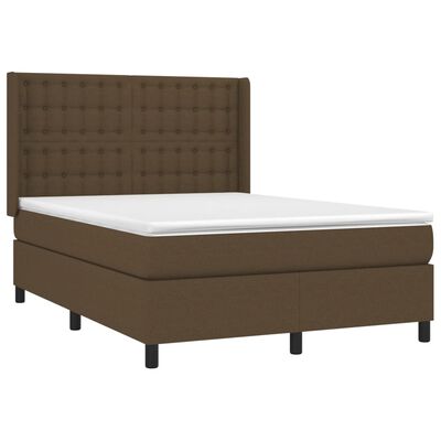 vidaXL Box spring postel s matrací a LED tmavě hnědá 140x200 cm textil