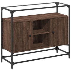 vidaXL Př&iacute;born&iacute;k se skleněnou deskou hněd&yacute; dub 98x35x81 cm kompozit