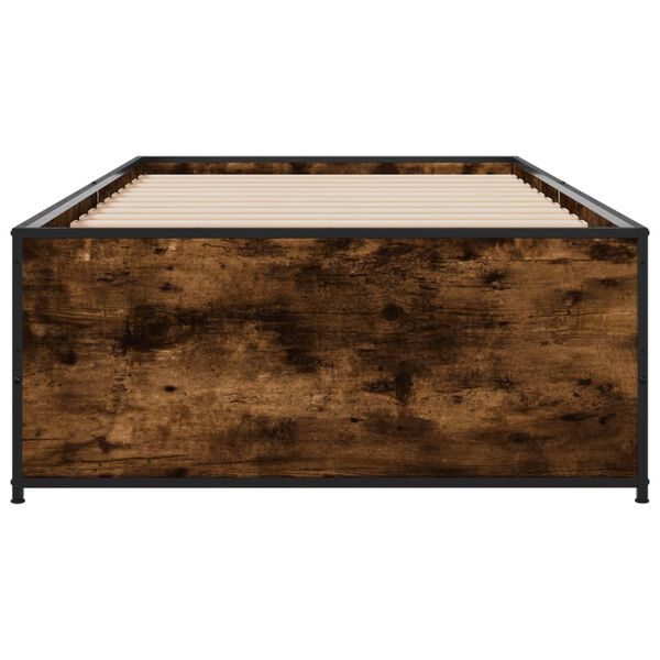 vidaXL R&aacute;m postele kouřov&yacute; dub 100 x 200 cm kompozitn&iacute; dřevo a kov