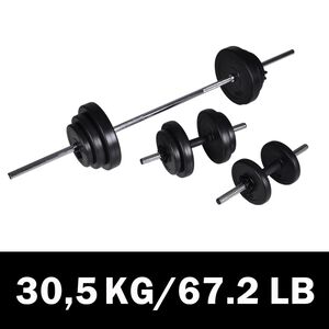 Set 2 činek + vzpěračsk&aacute; činka 30,5 kg