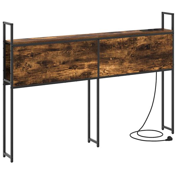 vidaXL &Uacute;ložn&aacute; hlavov&aacute; deska s nab&iacute;jec&iacute; stanic&iacute; Kouřov&yacute; dub 120 cm
