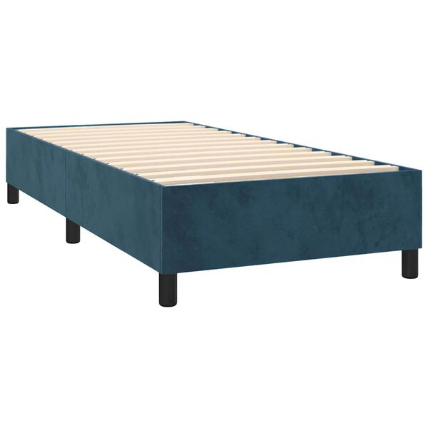 vidaXL Box spring postel s matrac&iacute; tmavě modr&aacute; 90x190 cm samet