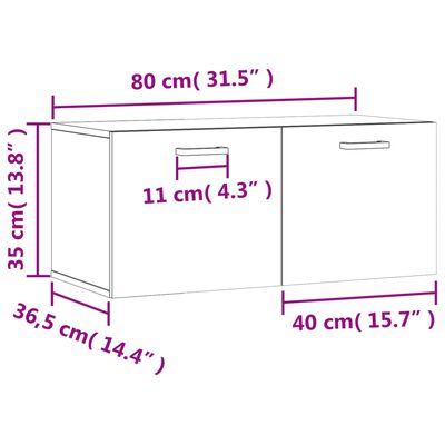 vidaXL Nástěnná skříňka šedá sonoma 80 x 36,5 x 35 cm kompozitní dřevo