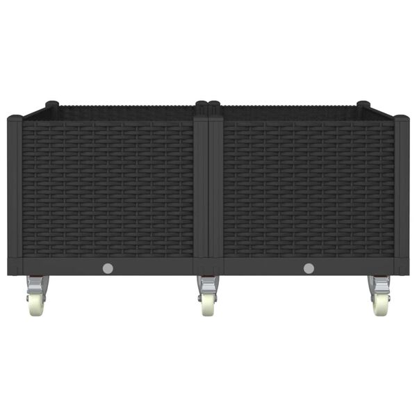 vidaXL Zahradní truhlík na kolečkách černý 100 x 80 x 54 cm PP