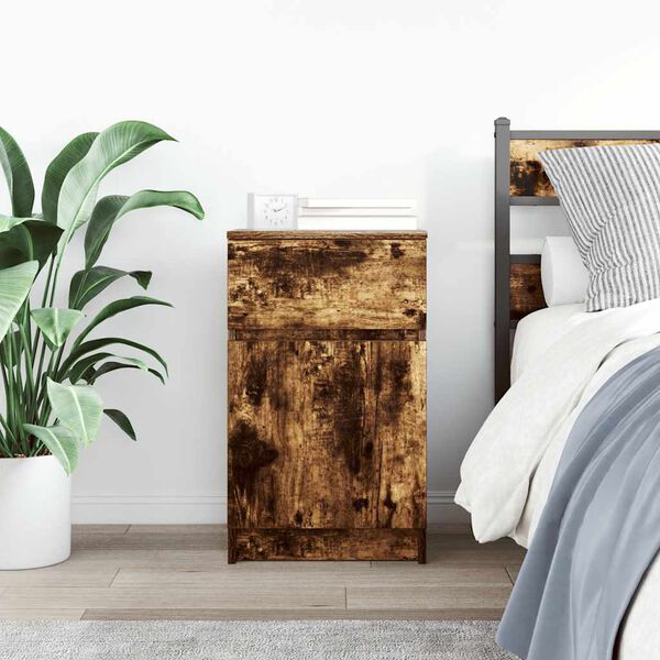 vidaXL Nočn&iacute; stolek kouřov&yacute; dub 39x35x65 cm kompozitn&iacute; dřevo