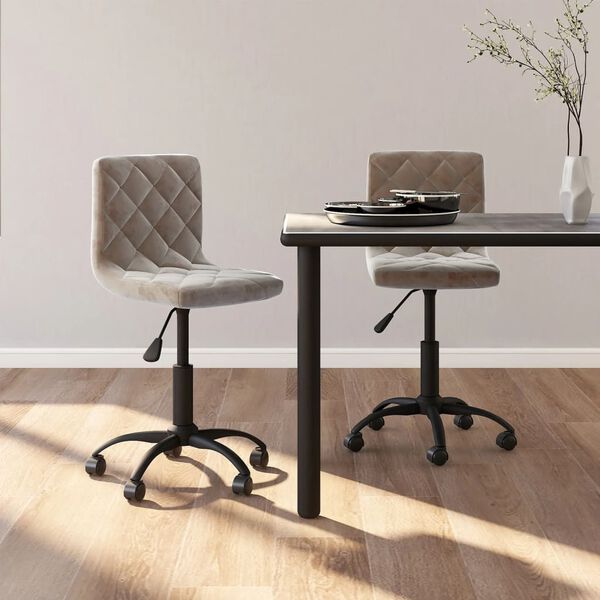 vidaXL Otočn&eacute; j&iacute;deln&iacute; židle 2 ks světle &scaron;ed&eacute; samet