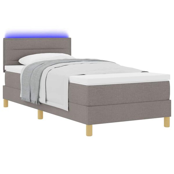 vidaXL LED box pružinov&aacute; postel s matrac&iacute; Taupe 90 x 190 cm textil
