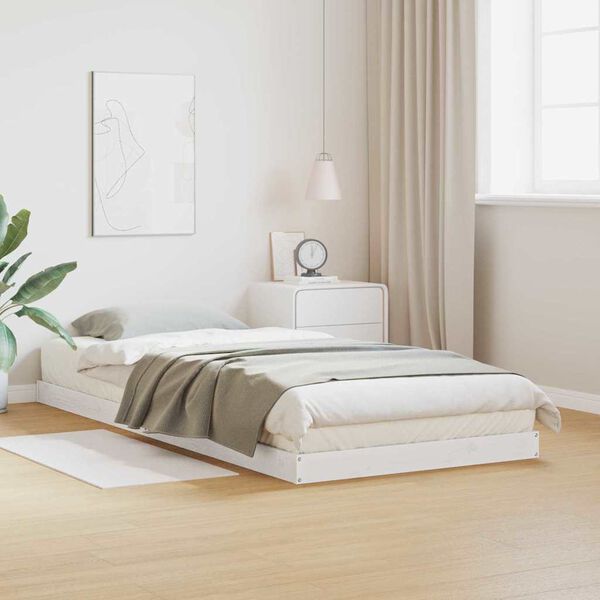 vidaXL R&aacute;m postele B&iacute;l&aacute; 213,5 x 104 x 9 cm Masivn&iacute; borov&eacute; dřevo