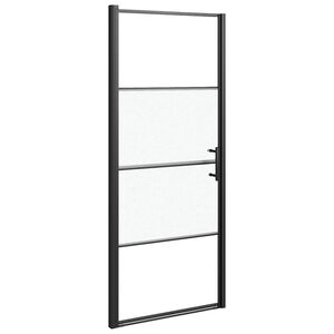 vidaXL Sprchov&eacute; dveře 81 x 195 cm napůl ml&eacute;čn&eacute; tvrzen&eacute; sklo čern&eacute;