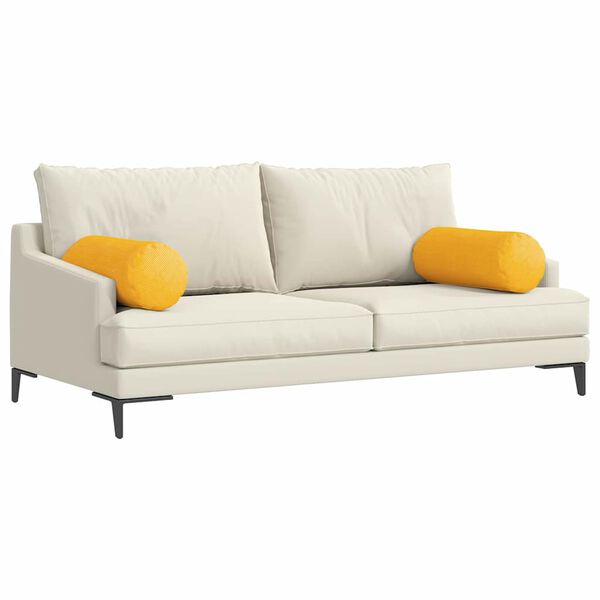 vidaXL Polštáře 2 pcs Světlá žlutá Ø 25 x 70 cm Žebrovaná látka