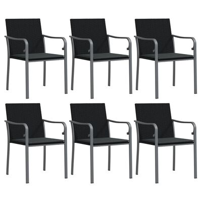 vidaXL Zahradní židle s poduškami 6 ks černé 56 x 59 x 84 cm polyratan