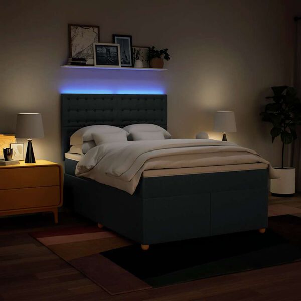 vidaXL Box spring postel s matrac&iacute; modr&aacute; 140x190 cm textil