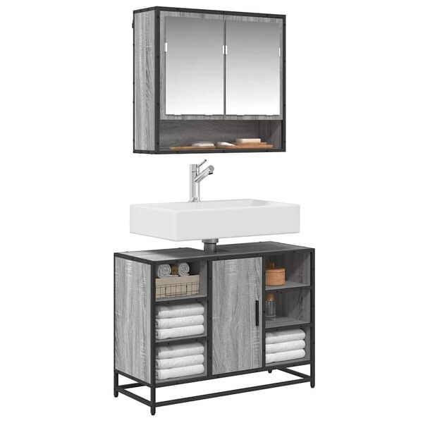 vidaXL Koupelnov&aacute; skř&iacute;ňka pod umyvadlo &scaron;ed&aacute; sonoma 80x33x60cm kompozit