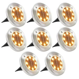 vidaXL Sol&aacute;rn&iacute; světlo k zap&iacute;chnut&iacute; do země 8 ks LED tepl&eacute; b&iacute;l&eacute;