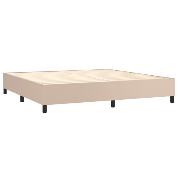 vidaXL Box spring postel s matrac&iacute; cappuccino 200 x 200 cm uměl&aacute; kůže