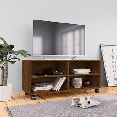 vidaXL TV skříňka na kolečkách hnědý dub 90x35x35 cm kompozitní dřevo