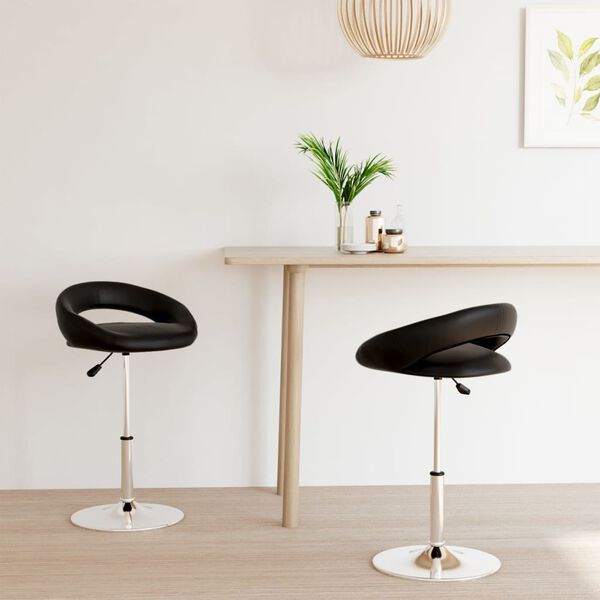 vidaXL Otočn&eacute; j&iacute;deln&iacute; židle 2 ks čern&eacute; uměl&aacute; kůže