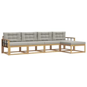 vidaXL Venkovn&iacute; pohovkov&aacute; souprava 4 pcs B&iacute;l&aacute; a světl&aacute; &scaron;ed&aacute; Polyester