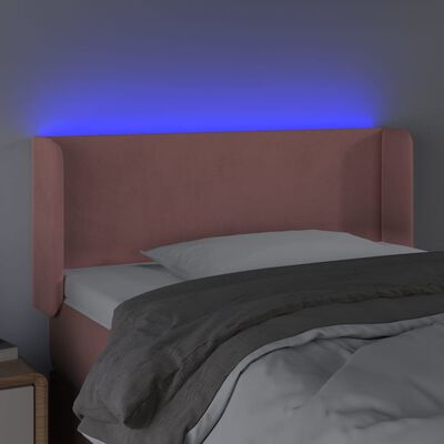 vidaXL Čelo postele s LED růžové 93 x 16 x 78/88 cm samet