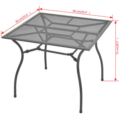 vidaXL Zahradní stůl 90 x 90 x 72 cm ocelové pletivo