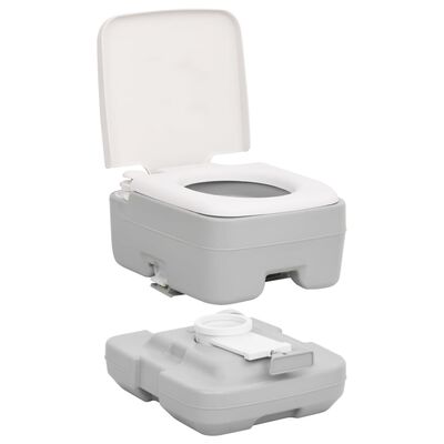 vidaXL Přenosná kempingová toaleta šedá a bílá 10+10 l HDPE