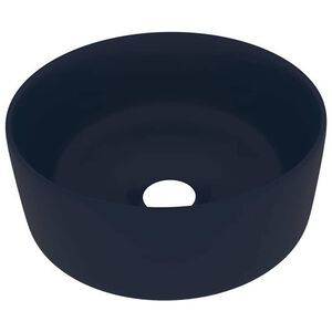 vidaXL Luxusn&iacute; umyvadlo kulat&eacute; matn&eacute; tmavě modr&eacute; 40 x 15 cm keramick&eacute;