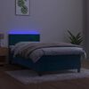 vidaXL Box spring postel s matrac&iacute; a LED tmavě modr&aacute; 100x200 cm samet