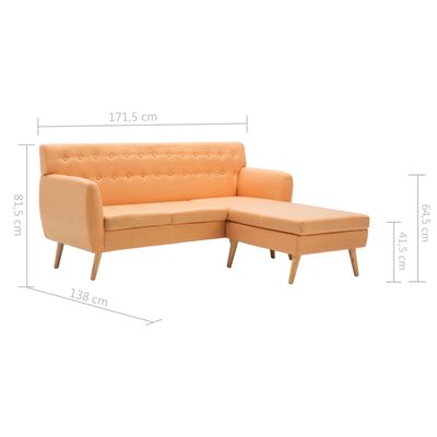 vidaXL Rohová sedačka textilní čalounění 171,5x138x81,5 cm oranžová