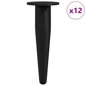 vidaXL N&aacute;bytkov&eacute; nohy 12 pcs Čern&aacute; &Oslash; 40 x 98 mm Železo