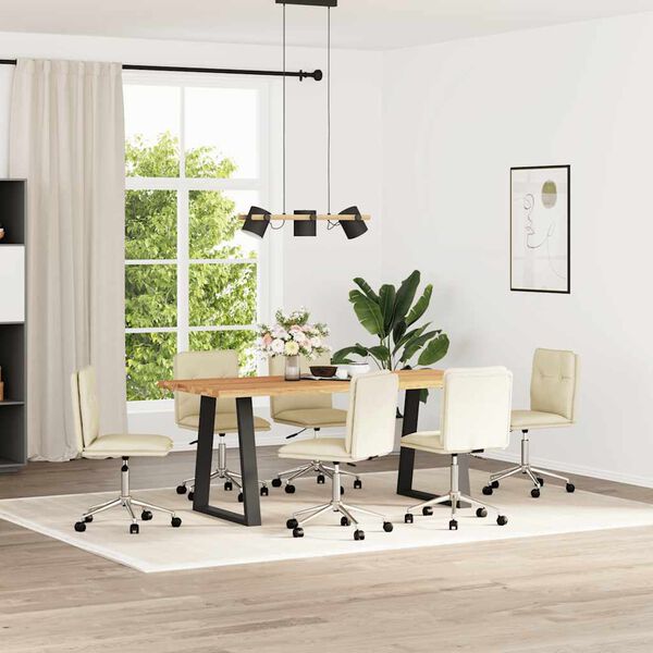 vidaXL J&iacute;deln&iacute; židle 6 ks kr&eacute;mov&eacute; uměl&aacute; kůže