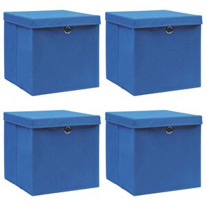 vidaXL &Uacute;ložn&eacute; boxy s v&iacute;ky 4 ks modr&eacute; 32 x 32 x 32 cm textil