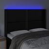 vidaXL Čelo postele s LED čern&eacute; 147 x 16 x 118/128 cm uměl&aacute; kůže