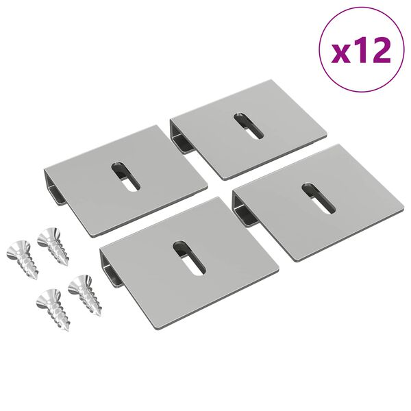 vidaXL Drž&aacute;k na zrcadlo 12 pcs Niklov&aacute; 35 x 30 x 8,3 mm Ocel