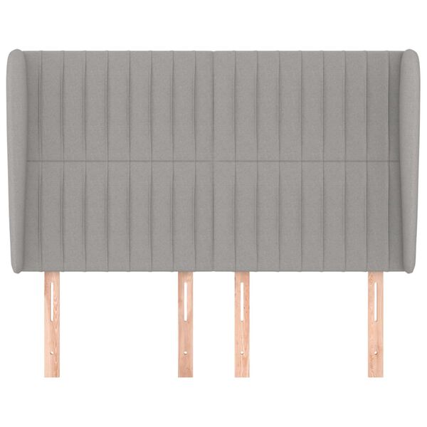 vidaXL Čelo postele typu u&scaron;&aacute;k světle &scaron;ed&eacute; 147x23x118/128 cm textil