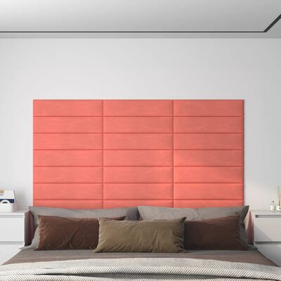 vidaXL Nástěnné panely 12 ks růžové 60 x 15 cm samet 1,08 m²