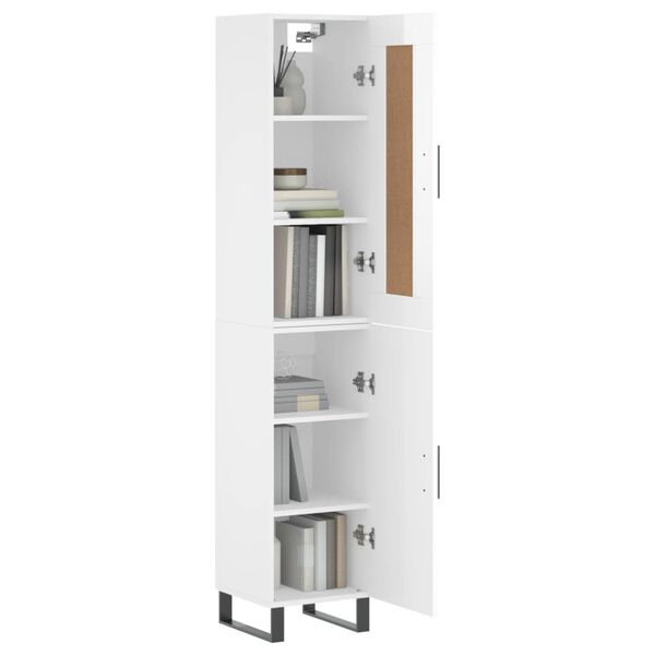 vidaXL Skř&iacute;ň highboard b&iacute;l&aacute; s vysok&yacute;m leskem 34,5x34x180 cm kompozit