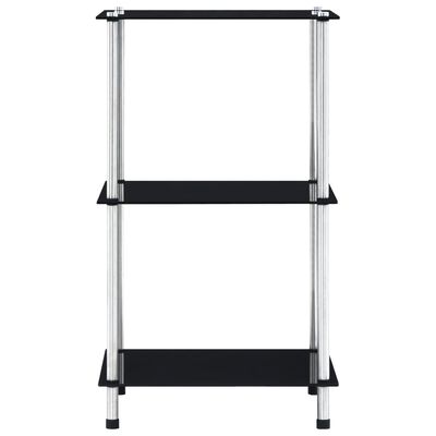 vidaXL 3patrová police černá 40 × 40 × 67 cm tvrzené sklo