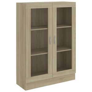 vidaXL Prosklen&aacute; skř&iacute;ň dub sonoma 82,5x30,5x115 cm kompozitn&iacute; dřevo