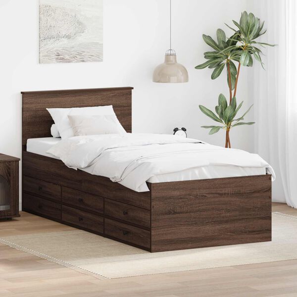 vidaXL Daybed s čelo Hněd&yacute; dub a čern&aacute; 100 x 200 cm kompozitn&iacute; dřevo