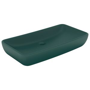 vidaXL Luxusn&iacute; umyvadlo obd&eacute;ln&iacute;kov&eacute; matn&eacute; tmavě zelen&eacute; 71 x 38 cm