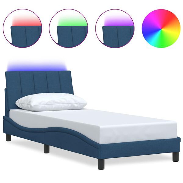 vidaXL R&aacute;m postele bez matrac&iacute; Hanko modr&aacute; 90x200 cm textil