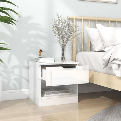 vidaXL Noční stolek bílý s vysokým leskem kompozitní dřevo