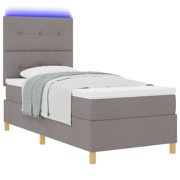 vidaXL LED box pružinov&aacute; postel s matrac&iacute; Taupe 100 x 200 cm textil