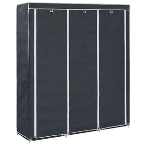 vidaXL &Scaron;atn&iacute; skř&iacute;ň s přihr&aacute;dkami a tyčemi čern&aacute; 150x45x175 cm textil