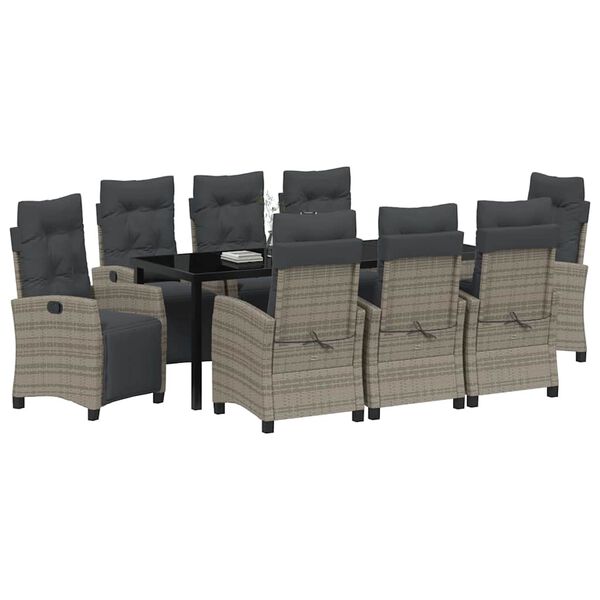 vidaXL Zahradn&iacute; j&iacute;deln&iacute; souprava s pol&scaron;t&aacute;řem 9 pcs &Scaron;ed&aacute; polyratan